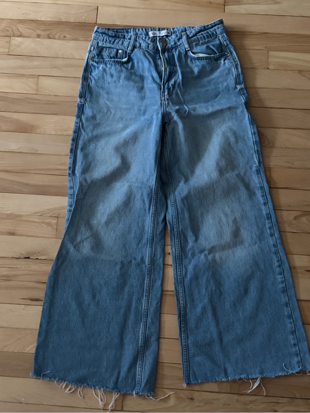 Zara Light Blue Denim Jeans with Button Fly
